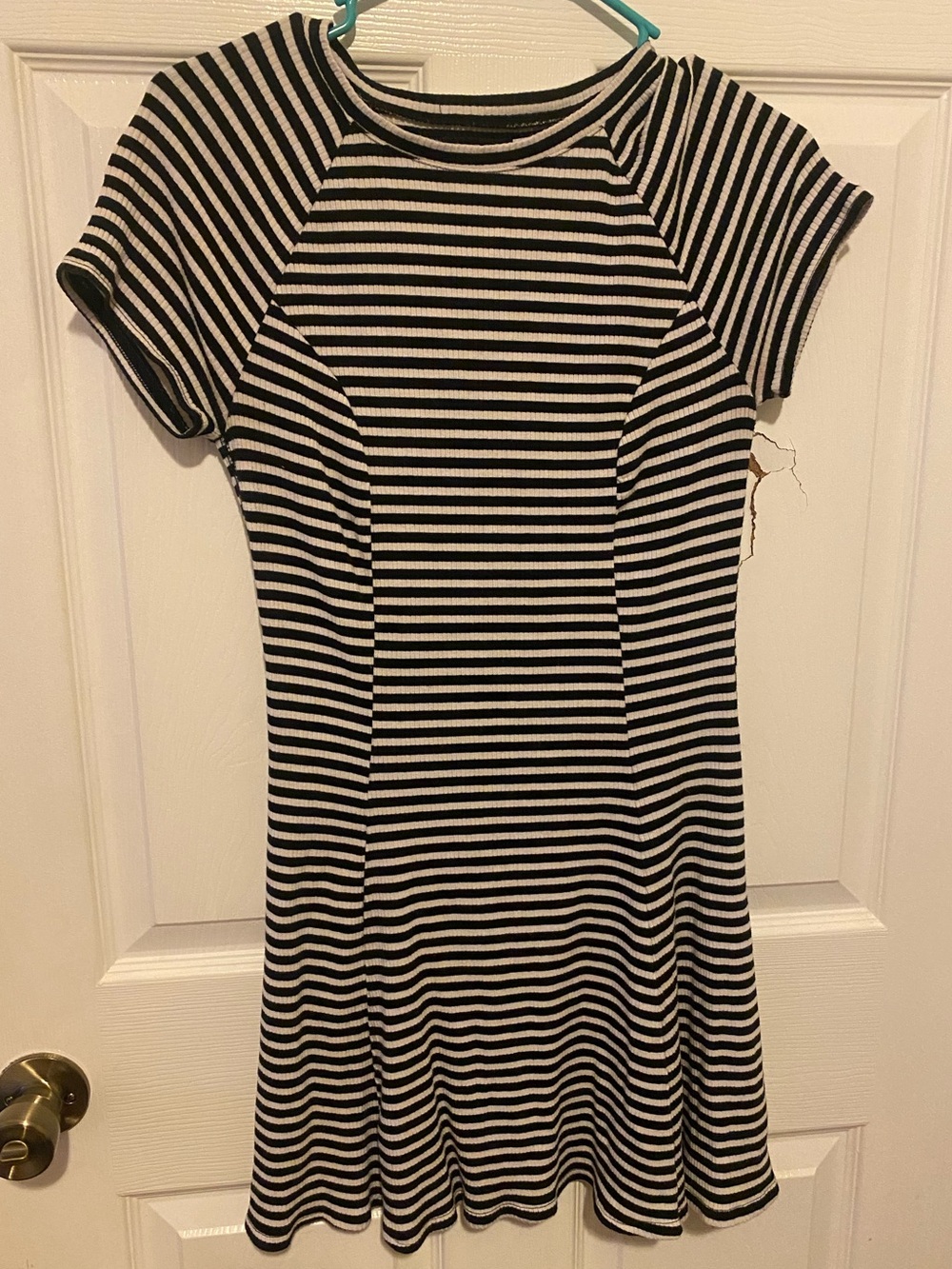 BDG Black and White Striped Short Sleeve Dress
